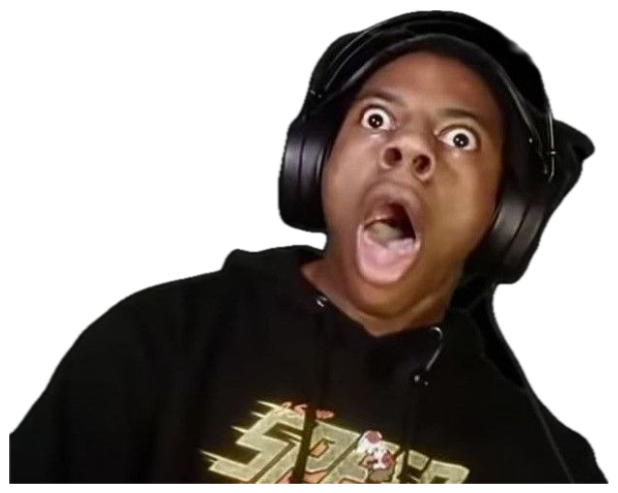 Headphone-wearing streamer with eyes bulging and mouth wide open in shock sticker