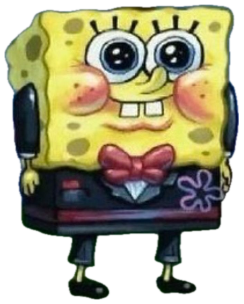 SpongeBob dressed up blushing with rosy cheeks and shiny puppy-dog eyes sticker