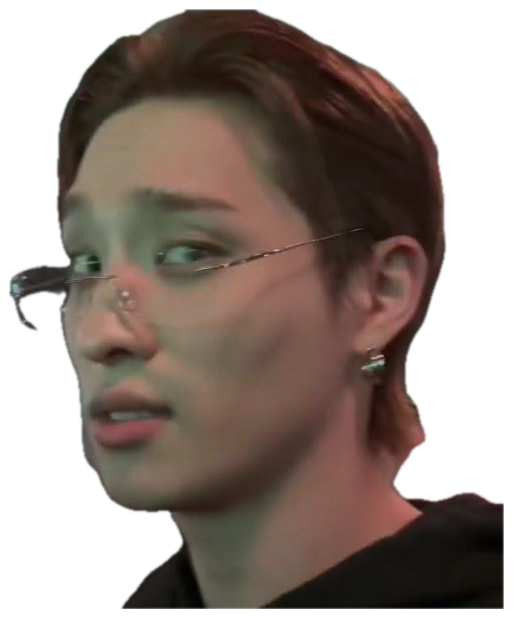 Young person with wire-rimmed glasses and a surprised, unsettled sideways glance sticker