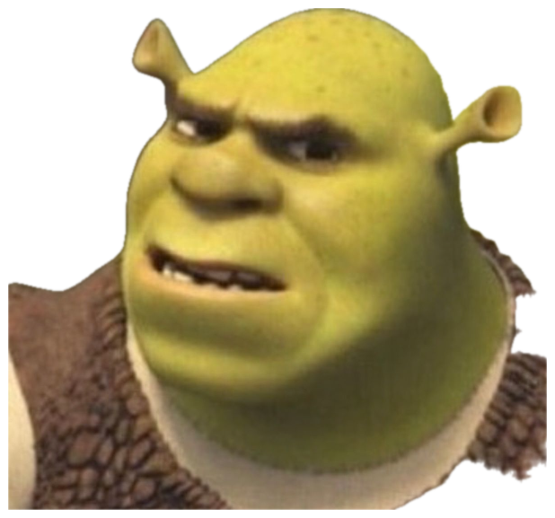 Shrek up close with a scowling side-eye that says he's not impressed at all sticker