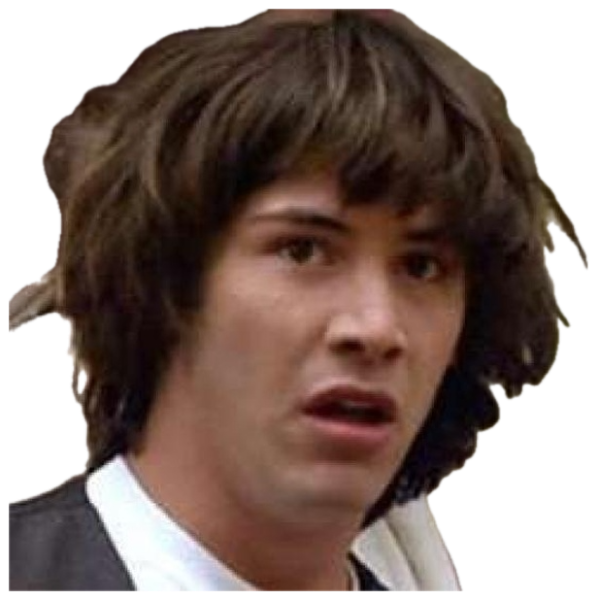 Young man with long brown hair staring open-mouthed in complete disbelief sticker