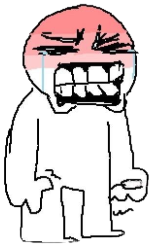 Rage guy troll face with tears streaming, teeth bared and fists clenched in pure fury sticker