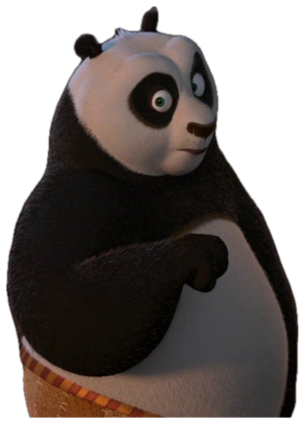 Po from Kung Fu Panda giving a sheepish side-eye while clutching his own arm sticker