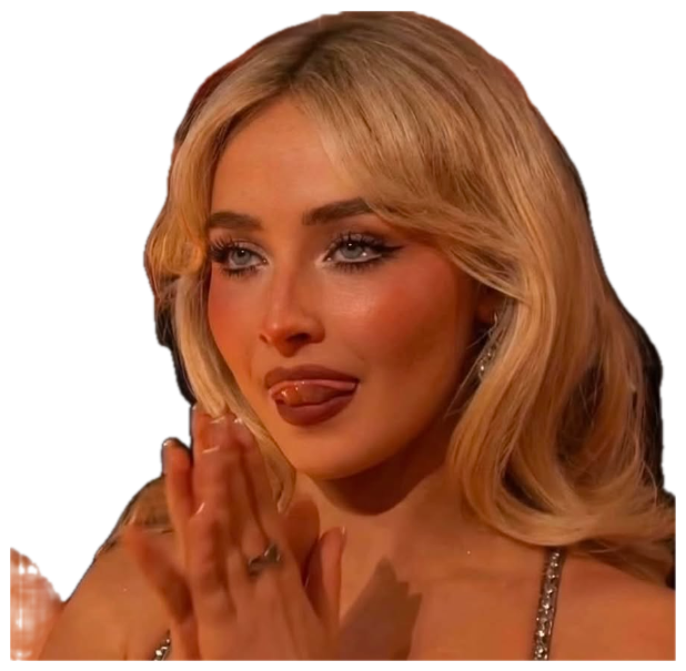Blonde singer clapping at an awards show with her tongue stuck out sticker