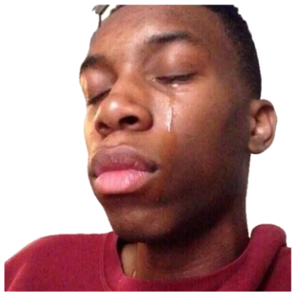 Young guy with eyes shut and a single tear running down his cheek sticker