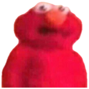 Elmo staring into the distance with a bewildered, slightly unsettled look sticker