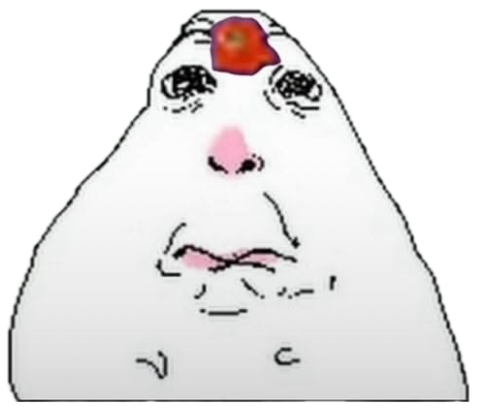 Man in a crowd laughing with joyful tears while reading a paper sticker