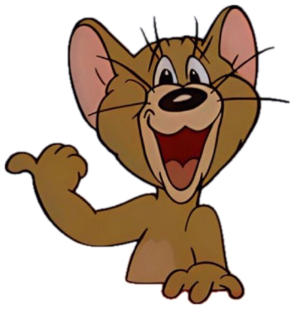 Jerry the mouse laughing and waving with pure gleeful energy sticker