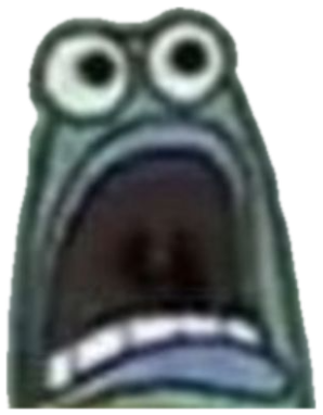 Screaming SpongeBob face with bulging eyes and a wide open mouth sticker