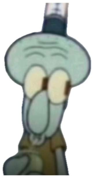 Squidward staring straight ahead with a flat, thoroughly unimpressed frown sticker