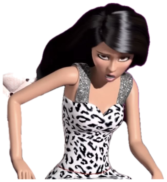 Animated woman in a leopard dress leaning over with a disgusted, judgmental sneer sticker
