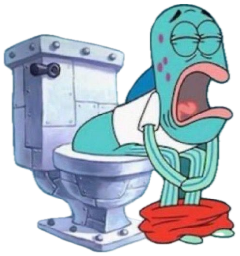 SpongeBob fish screaming with his pants around his ankles on the toilet sticker