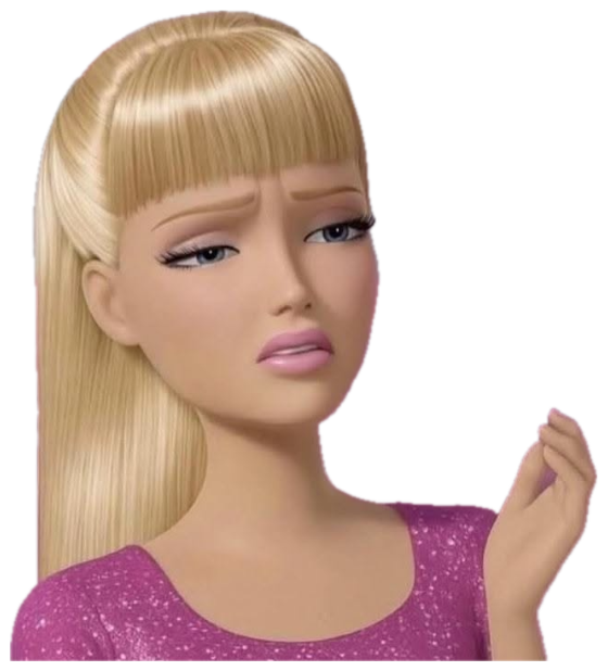 Blonde animated doll giving a disgusted, unimpressed side glance sticker