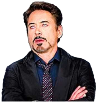 Robert Downey Jr. arms crossed, rolling his eyes in sarcastic disbelief sticker