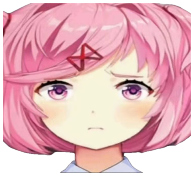 Pink-haired anime girl with a dejected, unimpressed pout staring straight ahead sticker