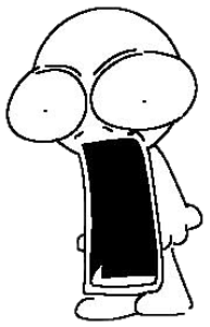 Simple stick-figure character with giant eyes and a huge open mouth in pure shock sticker