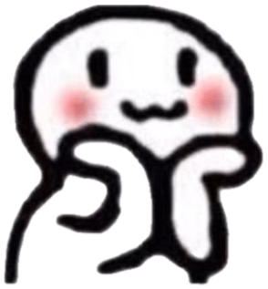 Minimal doodle blob pressing its hands together with blushing cheeks sticker