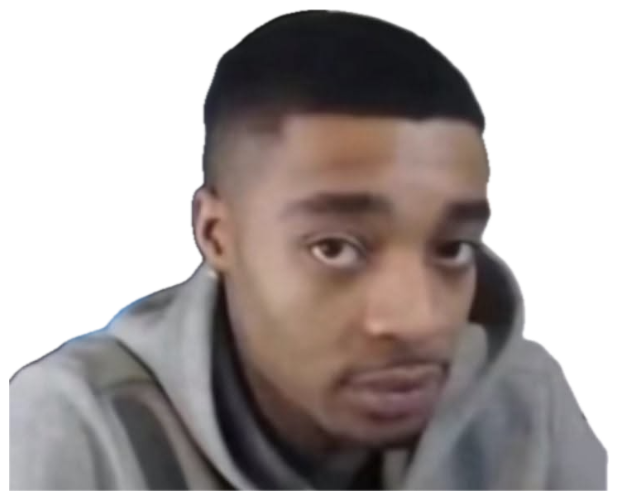 Guy sitting in a gaming chair giving the flattest, most unimpressed stare sticker