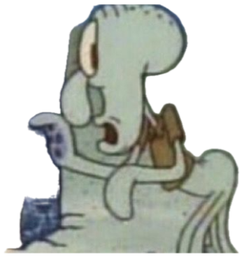 Squidward creeping through a doorway with a wide-eyed, startled open-mouth face sticker