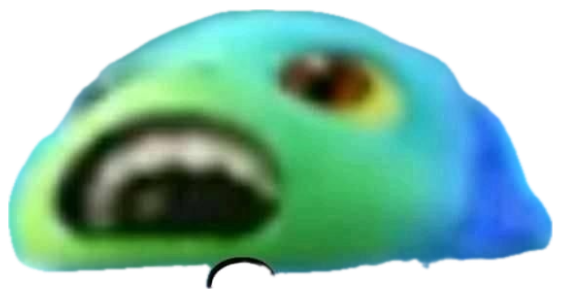 Pixar fish character peering over the water's edge with a horrified, teeth-bared grimace and just 'a' sticker