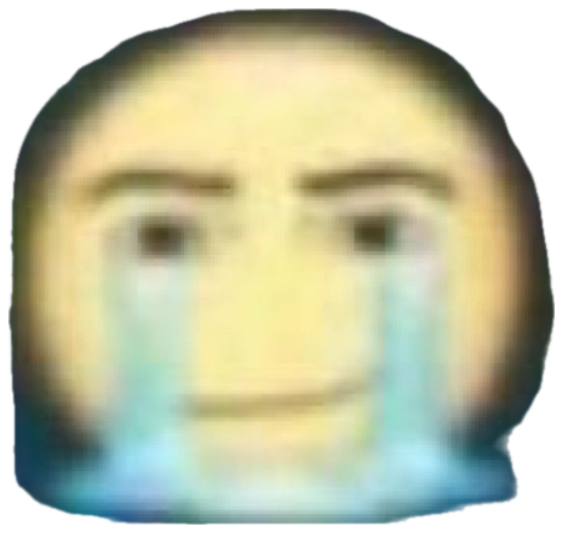 Blurry emoji face crying steady tears while keeping a flat deadpan stare sticker