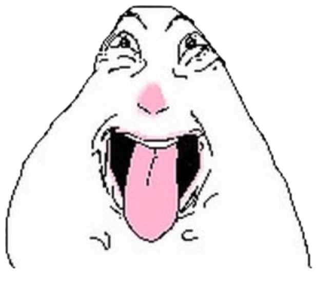 Blob doodle face blushing with its tongue lolling all the way out sticker