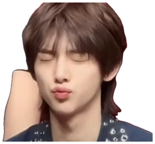 Young man with closed eyes puckering his lips in an exaggerated pout sticker