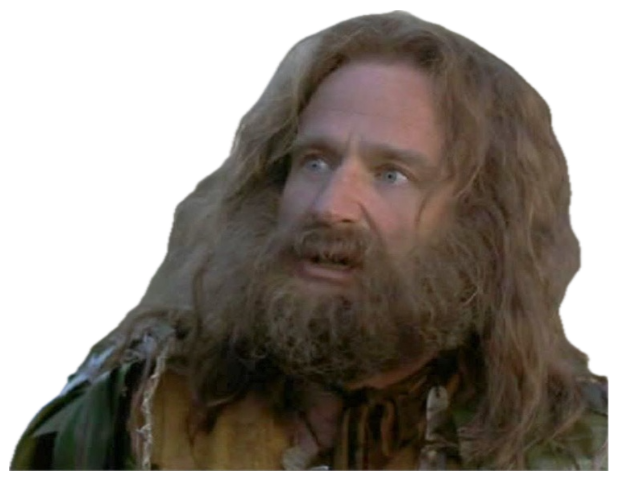 Bearded man with wild hair staring wide-eyed and slack-jawed in disbelief outdoors sticker