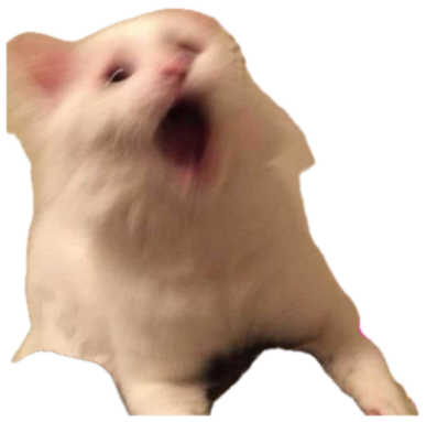 White fluffy cat yelling joyfully surrounded by a shower of heart emojis sticker