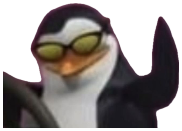 Skipper the penguin in sunglasses captioned 'Its cuz im cool like dat' sticker