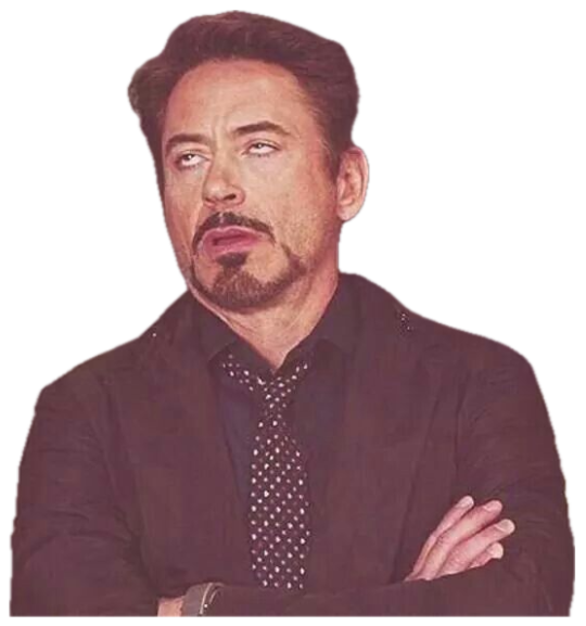Robert Downey Jr. with arms crossed rolling his eyes in classic disdain sticker