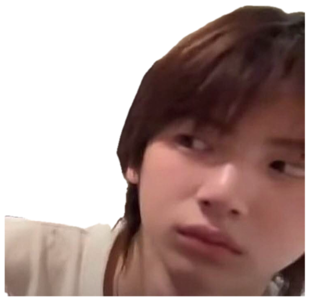 Person leaning into the camera giving a flat, annoyed side-eye in a bedroom sticker