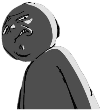 Rage-comic style stick figure looking up with a grimly satisfied smirk sticker