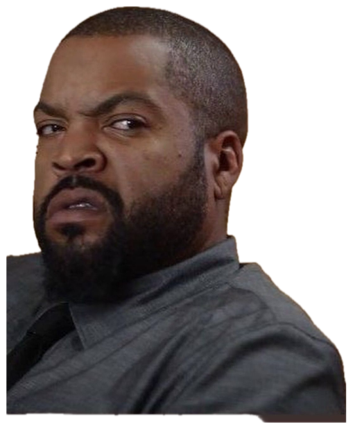 Ice Cube cutting his eyes sideways with maximum skepticism and zero interest sticker