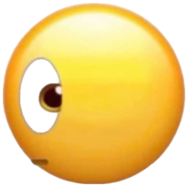 Cursed yellow emoji with one eye slid to the side, giving heavy side-eye sticker