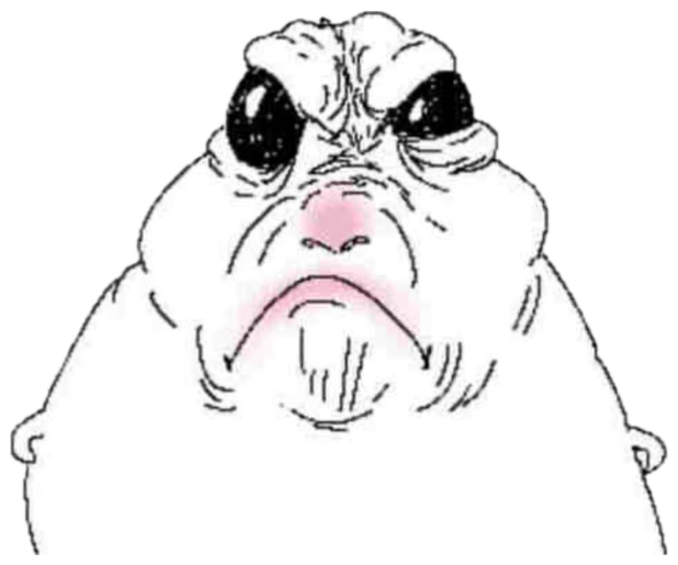 Cartoon walrus face with furrowed brow and clenched jaw radiating pure irritated energy sticker