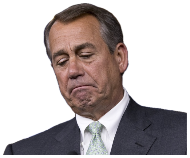 Politician at a podium closing his eyes with a deeply disappointed frown sticker