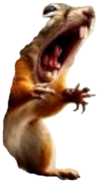 Squirrel screaming with its mouth wide open as it disintegrates into dust sticker