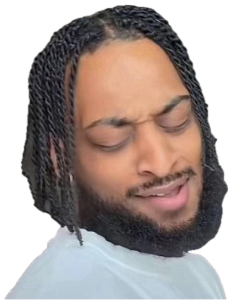 Man with braids glancing back over his shoulder with a disgusted, unimpressed grimace sticker