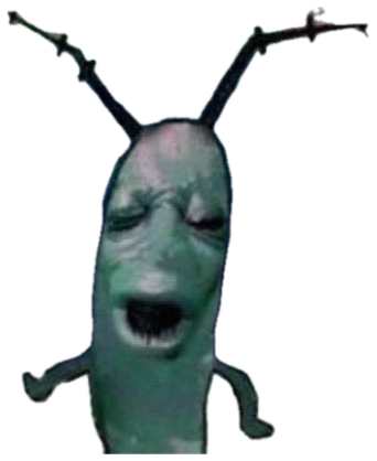 Realistic Plankton from SpongeBob screaming in existential despair on the ocean floor sticker