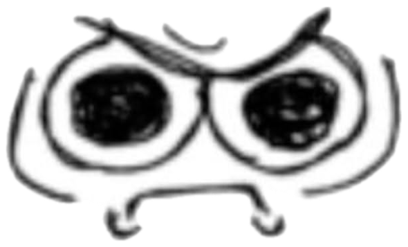 Simple doodle of an angry face with furrowed brows and clenched teeth sticker