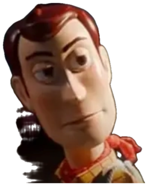 Woody from Toy Story giving a slow, squinting side-look of deep suspicion sticker