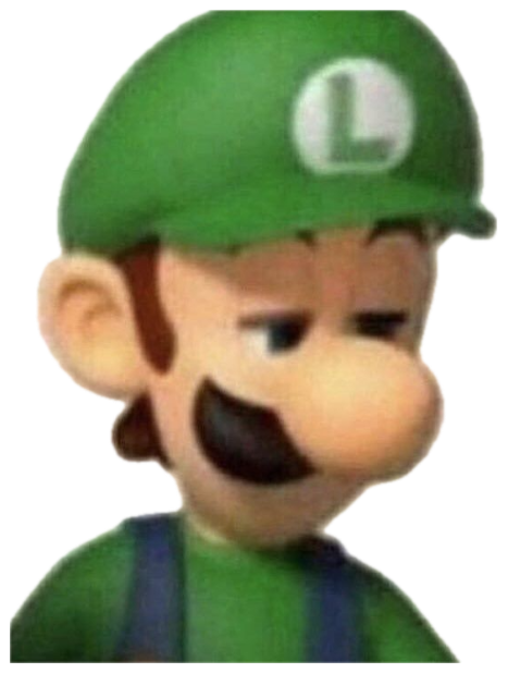 Luigi squinting skeptically down at his phone, thoroughly unimpressed sticker