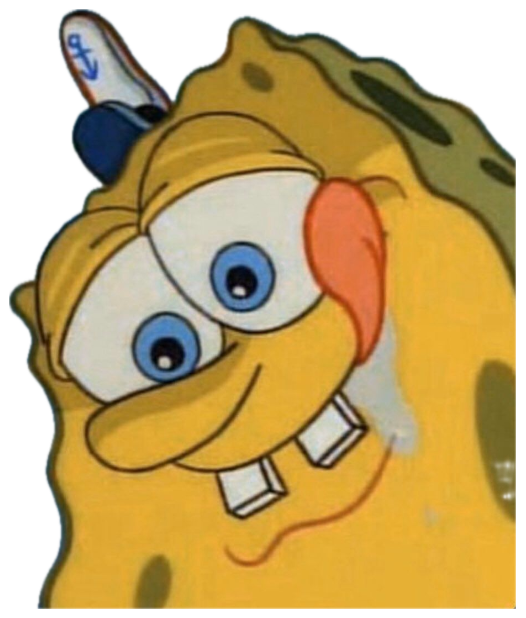 SpongeBob tilting his head with a goofy, glazed-over stare sticker