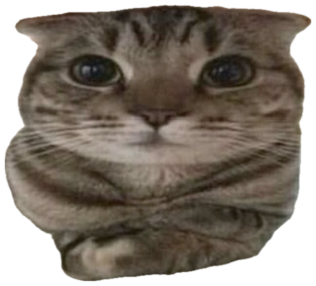 Tabby cat squished flat under furniture with huge unblinking eyes sticker