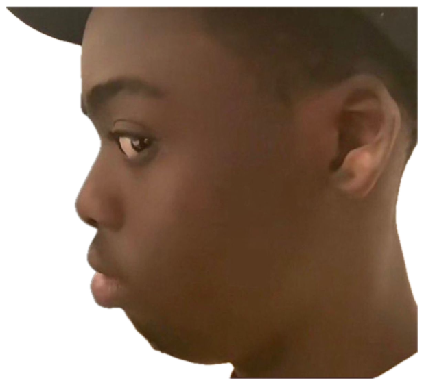 Young man in profile cutting a wary, suspicious side-eye at the camera sticker