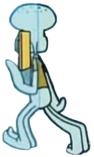 Squidward tiptoeing past the glass doors trying very hard not to be noticed sticker