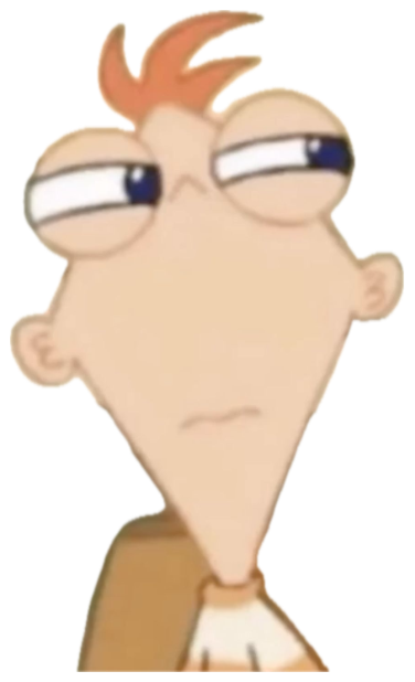 Phineas from Phineas and Ferb staring forward with maximum bored disinterest sticker