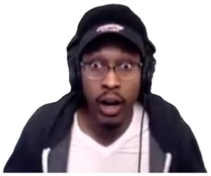 Guy in a cap and headphones with mouth open and eyes wide in total shock sticker