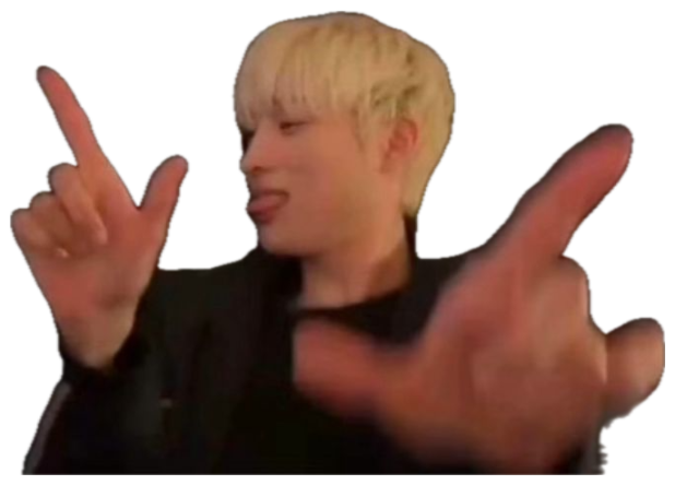 Blond man sticking his tongue out and pointing both fingers at the camera sticker